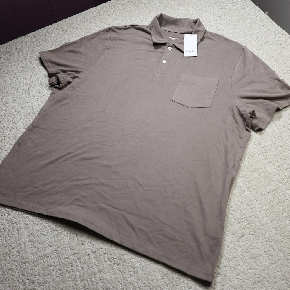 Goodfellow & Co Mens XXL SS Vintage Polo Shirt Brown Standard Fit NWT